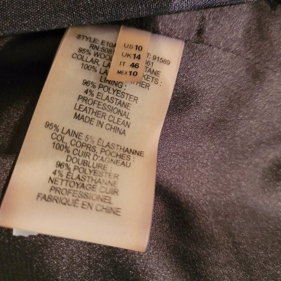 Elie Tahari Short Blazer, Navy with Leather - Picture 5 of 6